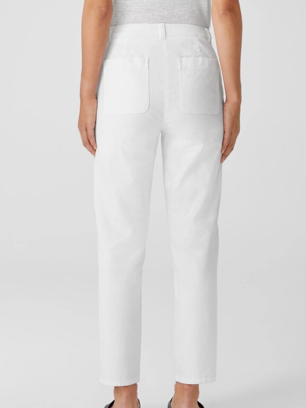 Eileen Fisher White Organic Cotton Blend Pant Classic Tapered High Rise Sz4 - Picture 4 of 16